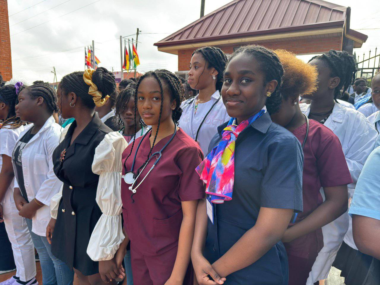 Students in various professional uniforms